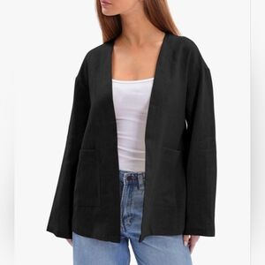 100% Linen Lightweight Long Sleeve Open-Front Cardigan